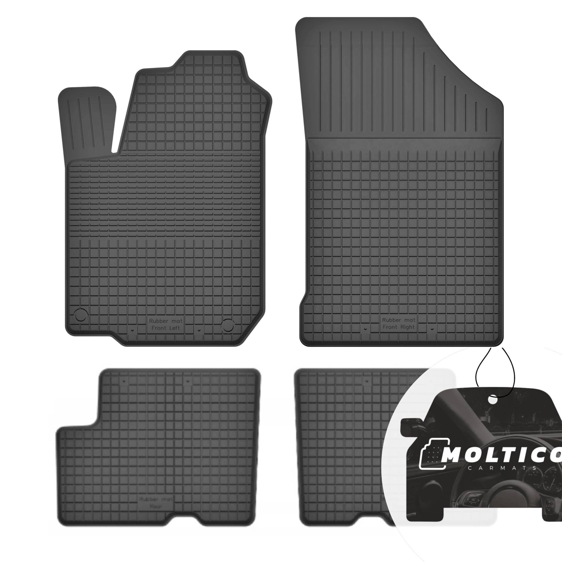 Gummimatten mit Rand Auto Fußmatten Gummi Automatten Passgenau 4-teilig Set - passend für Dacia Duster I 2010-2018 von moto-MOLTICO