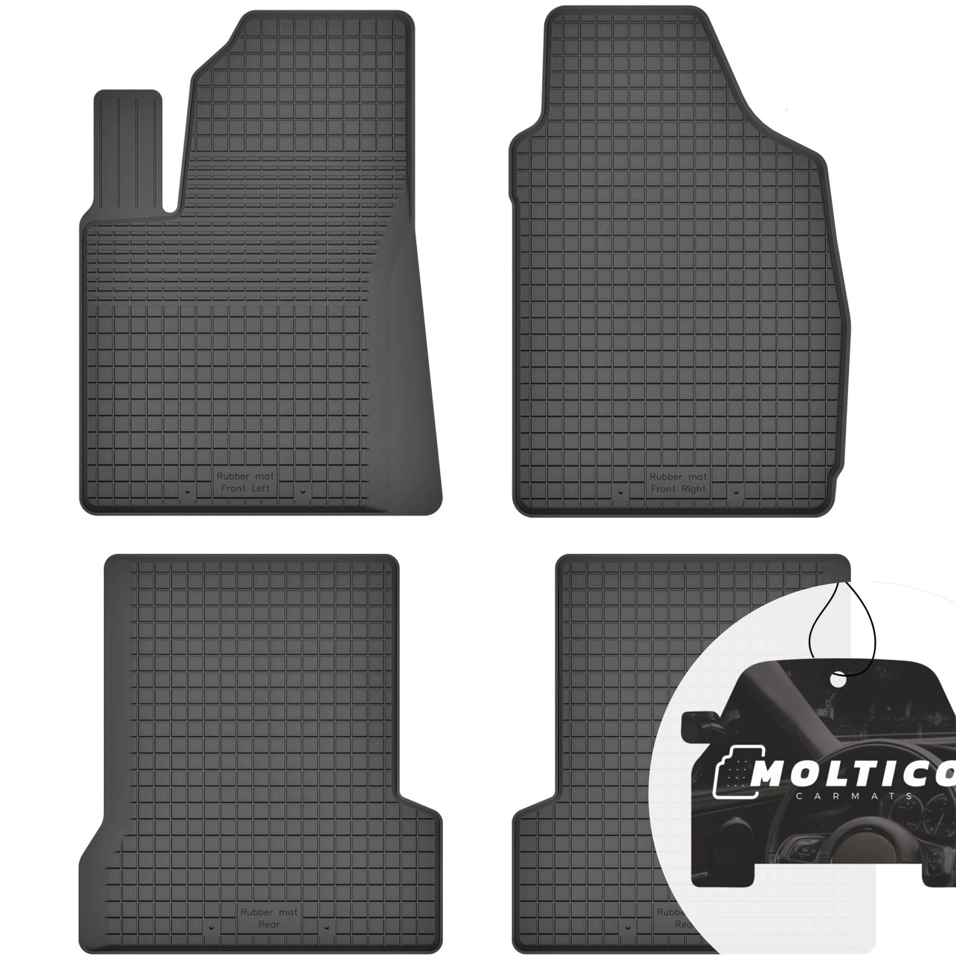 Gummimatten mit Rand Auto Fußmatten Gummi Automatten Passgenau 4-teilig Set - passend für FIAT 500 ab 2007 von moto-MOLTICO