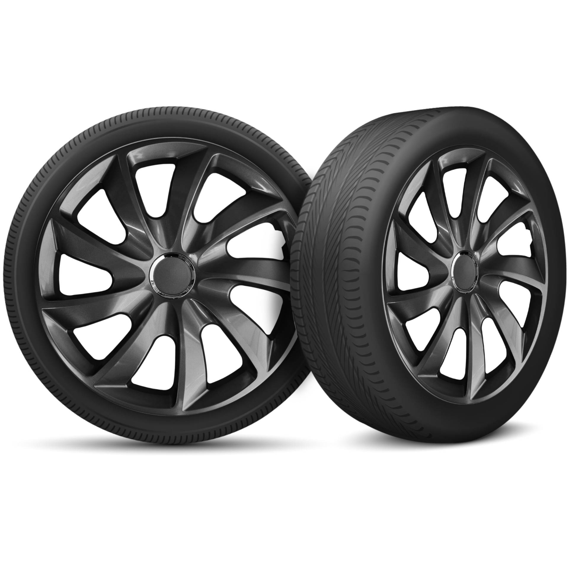 Radkappen 13 Zoll Radzierblenden 4er Set passend für alle Stahlfelgen - Einstellbarer Sicherungsring - Graphit Radkappen 13 Zoll Radzierblenden 4er Set passend für alle Stahlfelgen - Einstellbarer Sicherungsring - Graphit von moto-MOLTICO