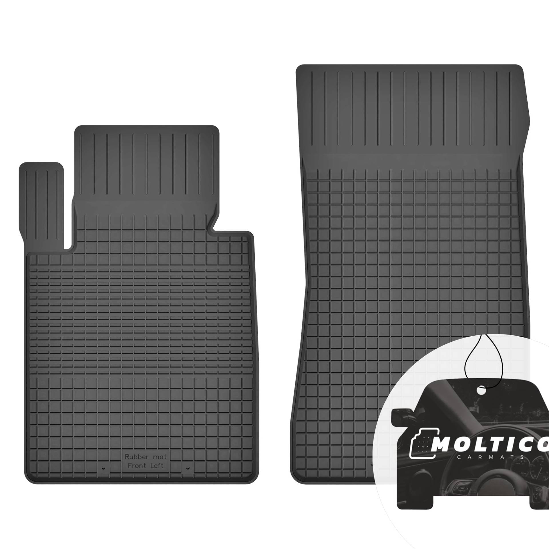 Vorne Gummimatten mit Rand Auto Fußmatten Gummi Automatten Passgenau 2-teilig Set - passend für BMW 3-Series F31 2012-2018 von moto-MOLTICO