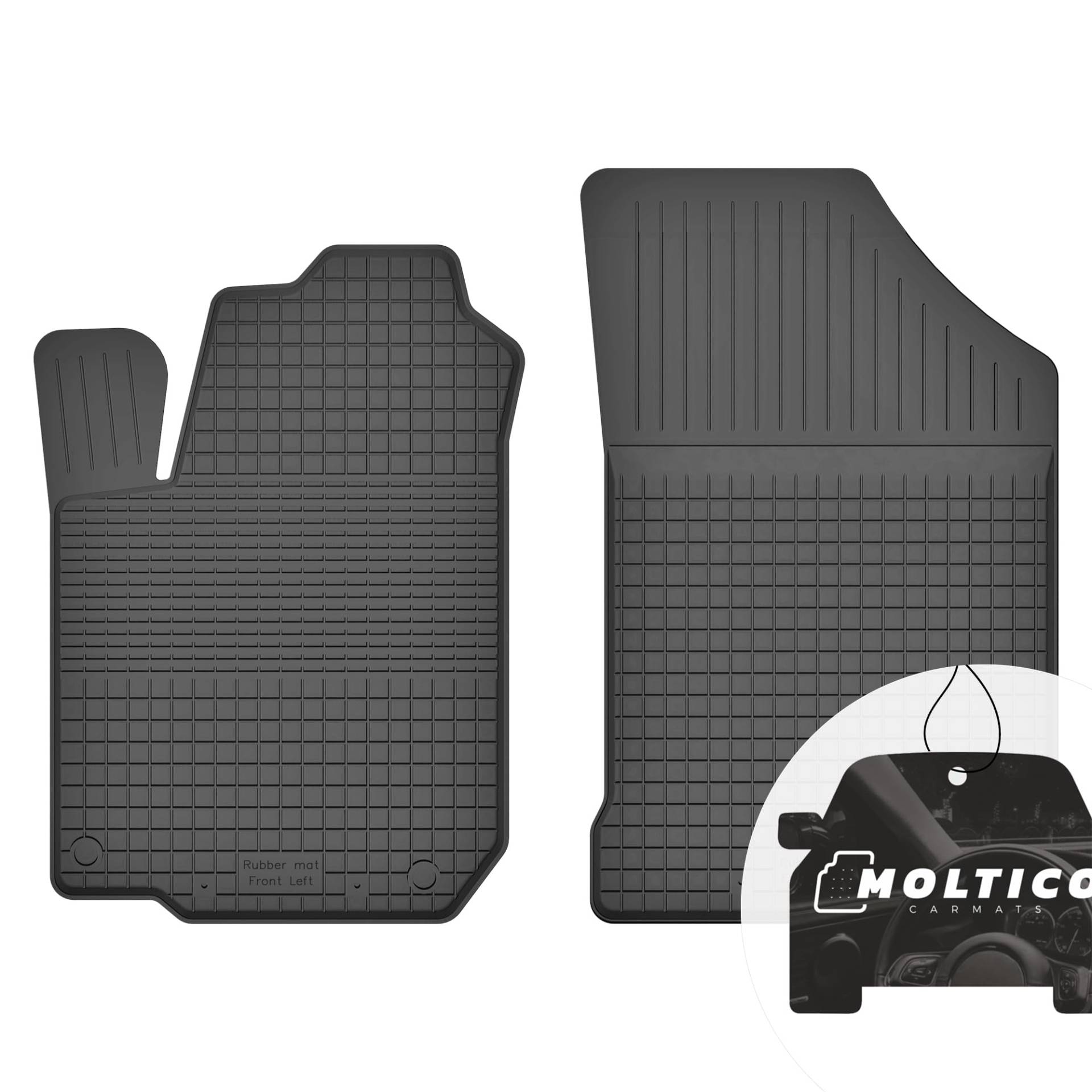 Vorne Gummimatten mit Rand Auto Fußmatten Gummi Automatten Passgenau 2-teilig Set - passend für Hyundai ix20 2010-2018 von moto-MOLTICO