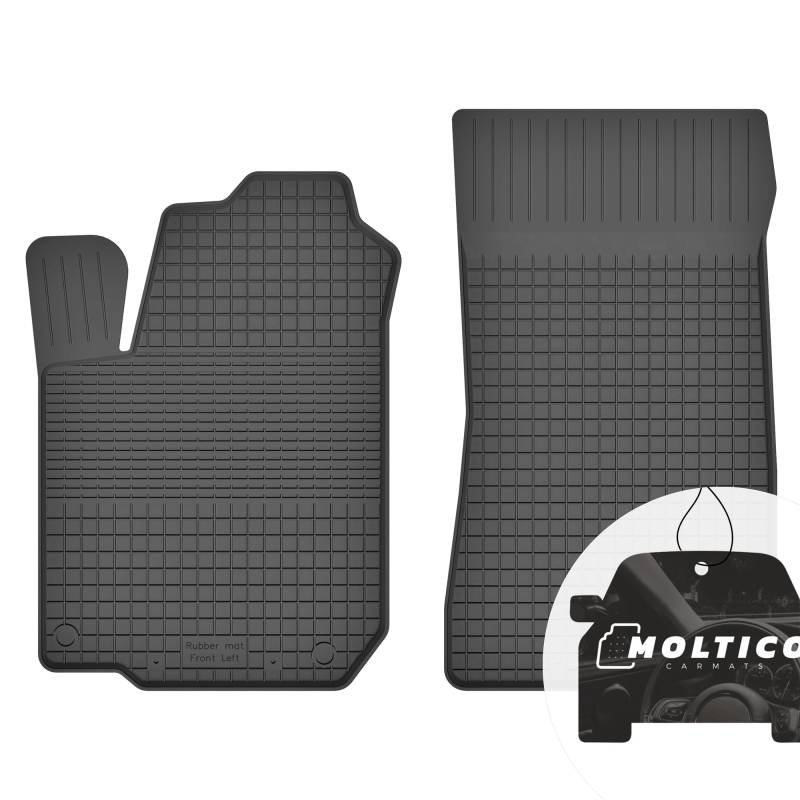 Vorne Gummimatten mit Rand Auto Fußmatten Gummi Automatten Passgenau 2-teilig Set - passend für Renault Twingo II 2007-2014 von moto-MOLTICO