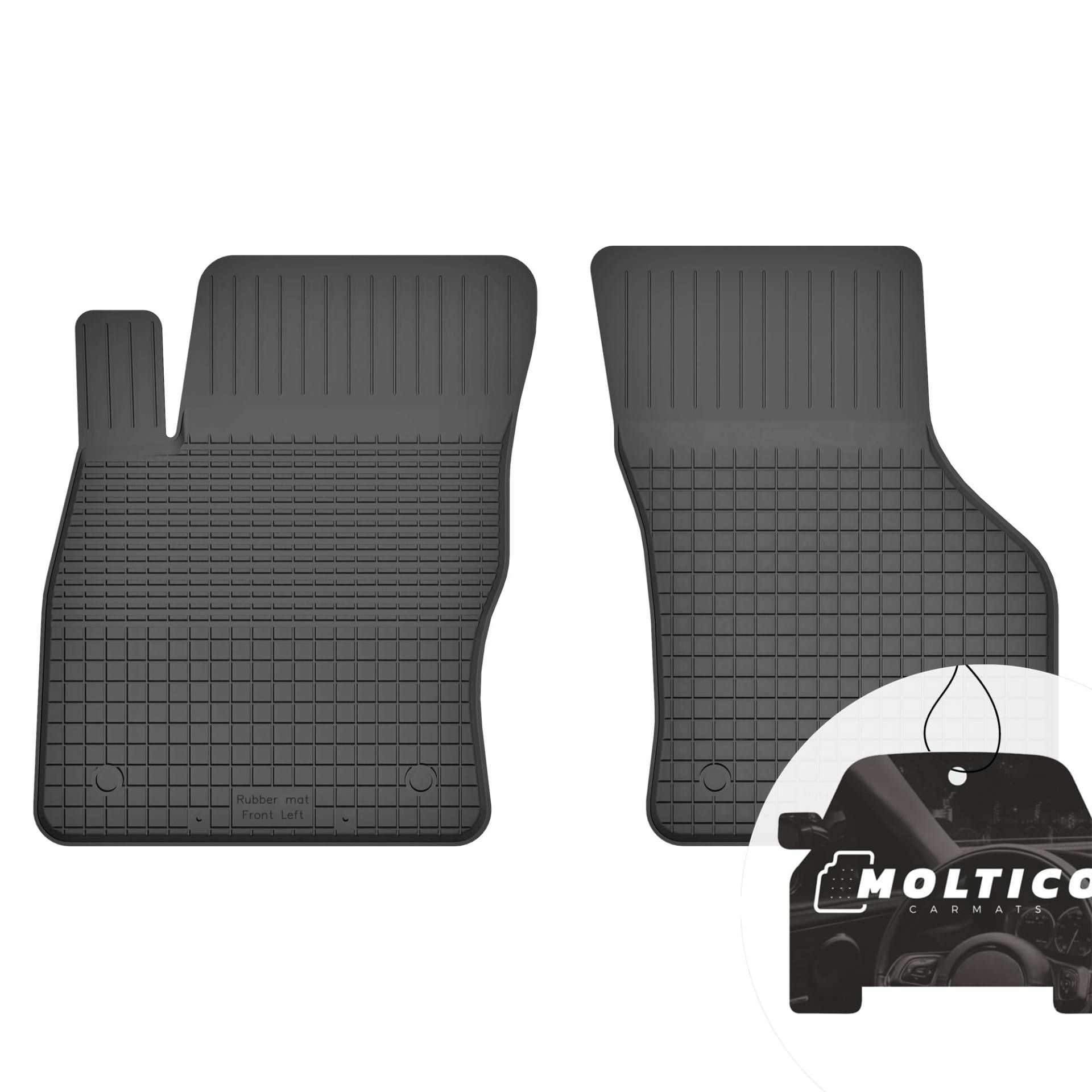 Vorne Gummimatten mit Rand Auto Fußmatten Gummi Automatten Passgenau 2-teilig Set - passend für Skoda Karoq ab 2017 von moto-MOLTICO