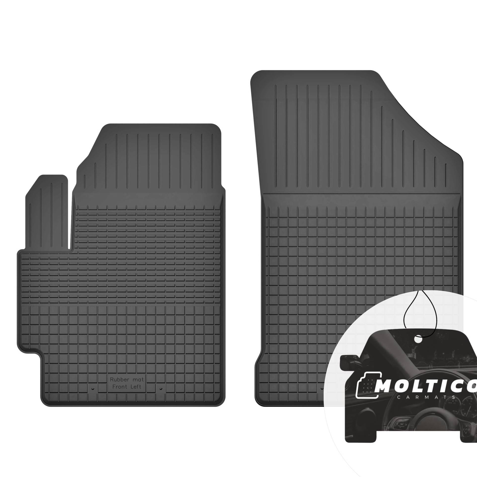 Vorne Gummimatten mit Rand Auto Fußmatten Gummi Automatten Passgenau 2-teilig Set - passend für Subaru Justy III 2003-2007 von moto-MOLTICO