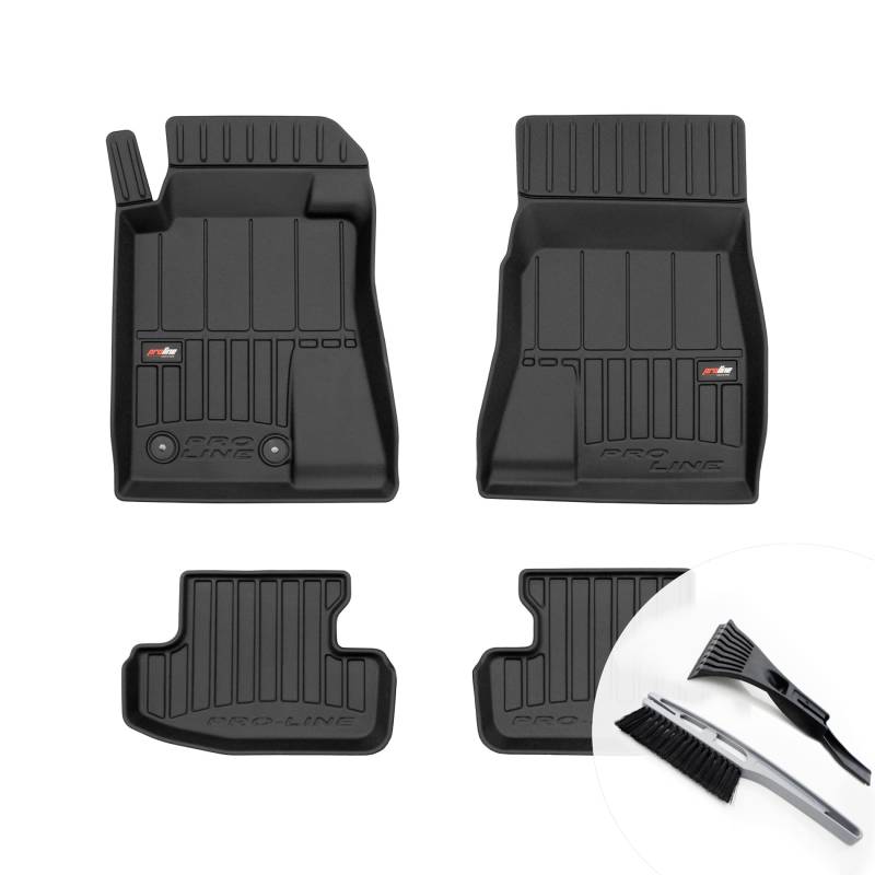 moto-MOLTICO 3D Gummimatten Auto, 4-teiliges Set, Allwetter Gummi Fußmatten, Antirutsch & Wasserfest Autoteppiche - passend für Ford Mustang VI Coupe 2014-2023 von moto-MOLTICO