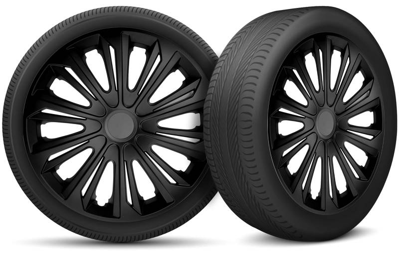 Radkappen 15 Zoll Radzierblenden 4er Set passend für alle Stahlfelgen - Einstellbarer Sicherungsring - Glanzlos Schwarz von moto-MOLTICO