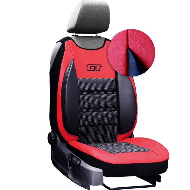Moto-MOLTICO Autositzbezüge - Universalgröße Sitzauflage aus Ökologischem Leder - Sitzbezug für Fahrersitz - Matte für Sitze - Schonbezug - Rot von moto-MOLTICO