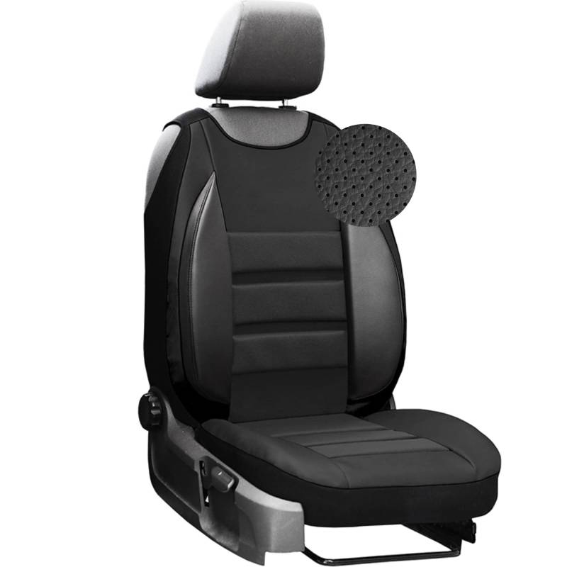 Moto-MOLTICO Autositzbezüge - Universalgröße Sitzauflage - Ökologisches Leder - Sitzbezug Fahrersitz - Matte für Sitze - Schonbezug - Schwarz von moto-MOLTICO