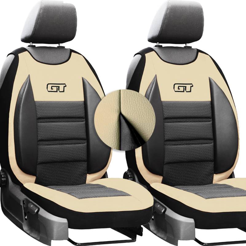 Moto-MOLTICO Autositzbezüge - Universalgröße Sitzauflage - Ökologisches Leder - Sitzbezug Vordersitze - Matte für Sitze - Schonbezug Vorne - Beige von moto-MOLTICO