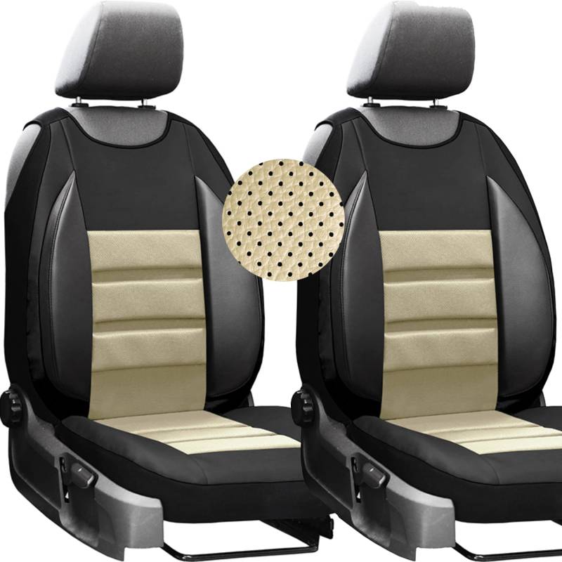 Moto-MOLTICO Autositzbezüge - Universalgröße Sitzauflage - Ökologisches Leder - Sitzbezug Vordersitze - Matte für Sitze - Schonbezug Vorne - Beige von moto-MOLTICO