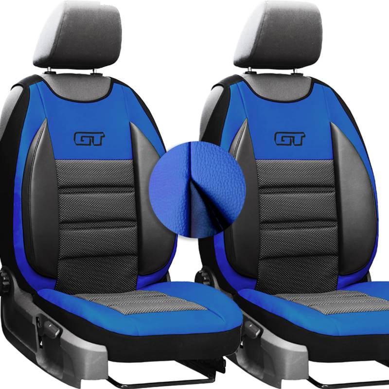 moto-MOLTICO Autositzbezüge Autositzschoner Universalgröße - Sitzauflage Auto - es Leder - Sitzbezug Auto Vordersitze - Matte für Sitze im Auto - Schonbezug Autositz Vorne - Blau von moto-MOLTICO