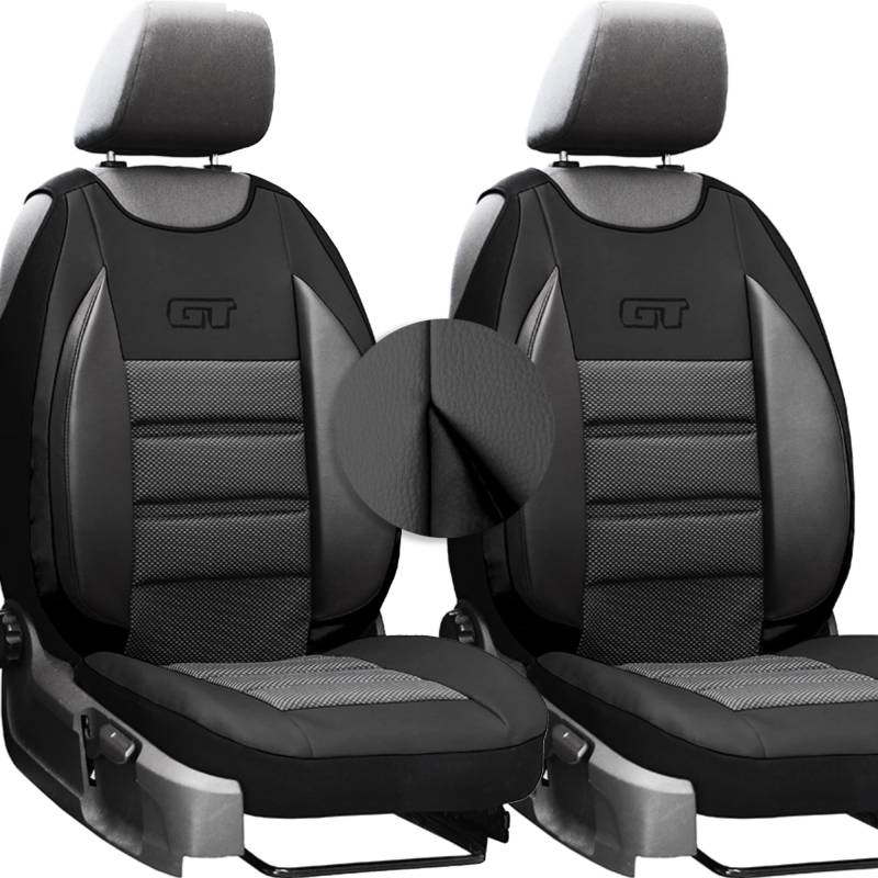 Moto-MOLTICO Autositzbezüge - Universalgröße Sitzauflage - Ökologisches Leder - Sitzbezug Vordersitze - Matte für Sitze - Schonbezug Vorne - Schwarz von moto-MOLTICO