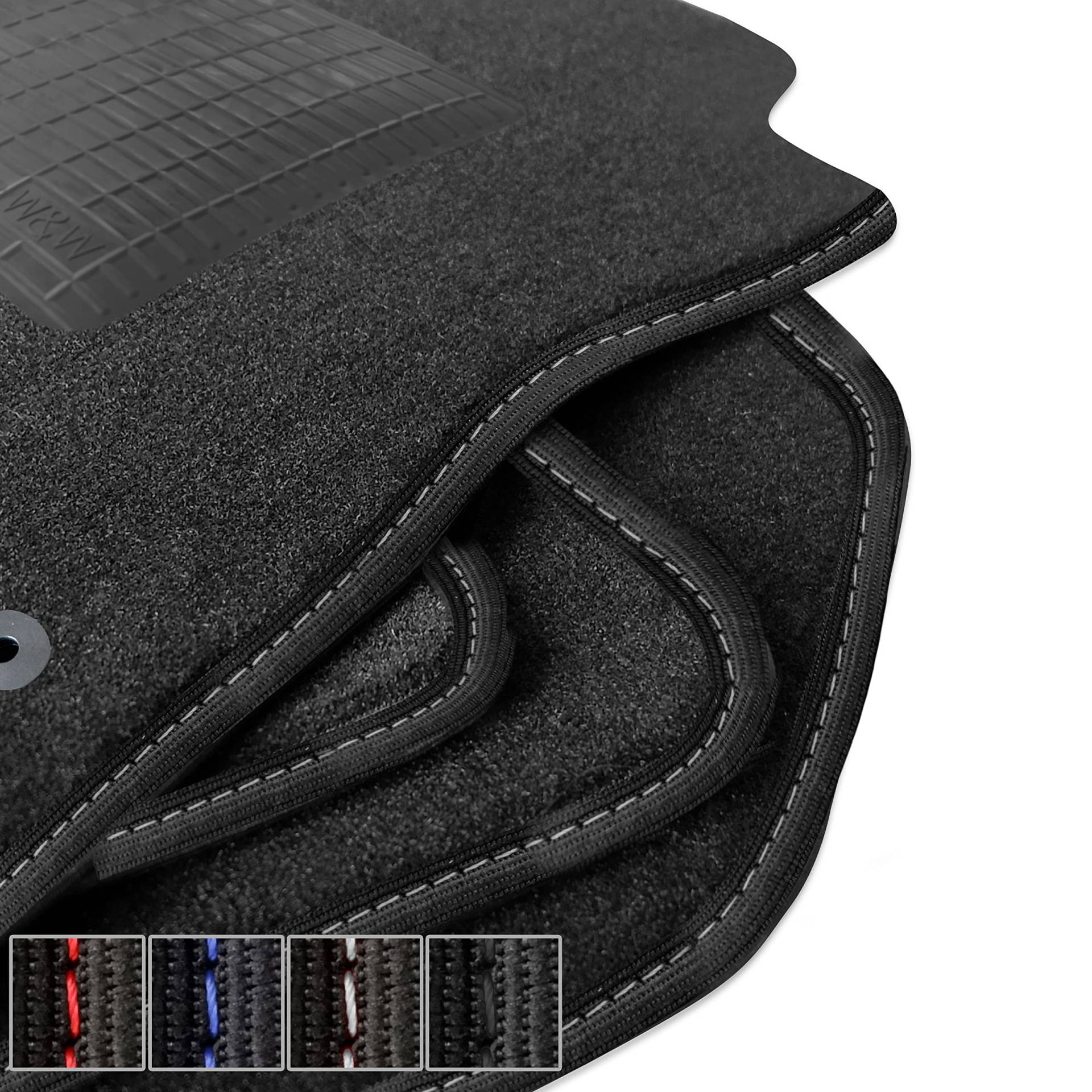 moto-MOLTICO Fußmatten Auto - Premium Qualität - Velours Autoteppiche passend für Jeep Grand Cherokee V 2021- - 4-teiliges Set - Schwarze Automatten mit Weißen Nähten moto-MOLTICO Fußmatten Auto - Premium Qualität - Velours Autoteppiche passend für Jeep Grand Cherokee V 2021- - 4-teiliges Set - Schwarze Automatten mit Weißen Nähten von moto-MOLTICO