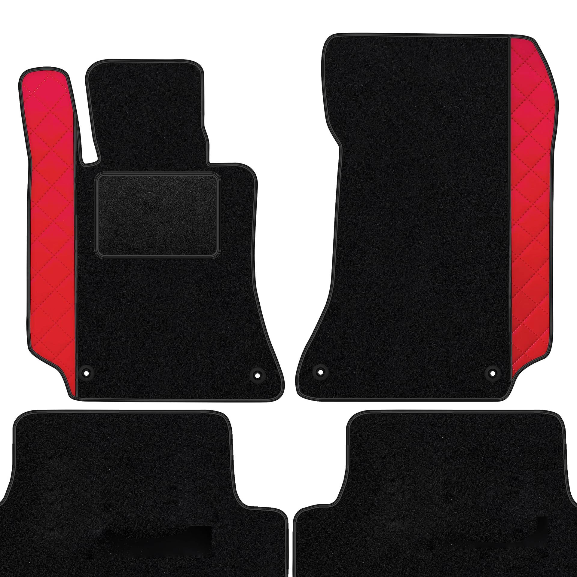 moto-MOLTICO Fußmatten Auto Velours Autoteppiche Schwarz Automatten Set 2-teilig - Auffälliges Design - passend für Mercedes-Benz SLK R171 2004-2011 (Rotes Muster) von moto-MOLTICO