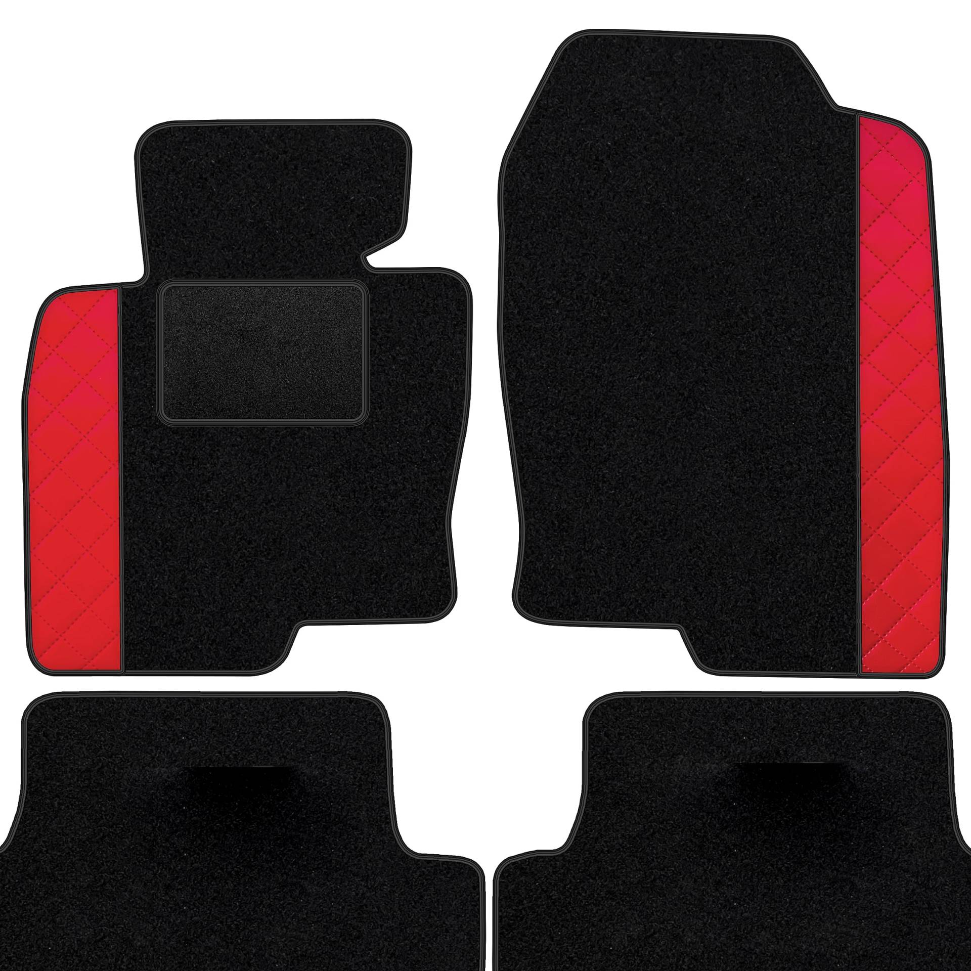 moto-MOLTICO Fußmatten Auto Velours Autoteppiche Schwarz Automatten Set 4-teilig - Auffälliges Design - passend für Mazda CX-3 2015-2021 (Rotes Muster) von moto-MOLTICO