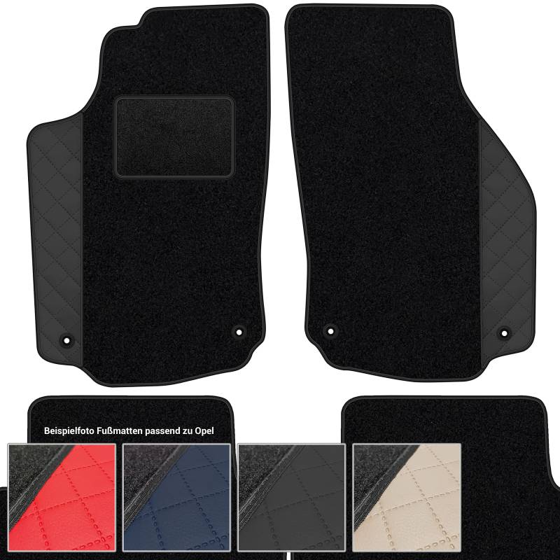 moto-MOLTICO Fußmatten Auto Velours Autoteppiche Schwarz Automatten Set 4-teilig - Auffälliges Design - passend für Opel Karl 2014-2019 (Schwarzes Muster) von moto-MOLTICO