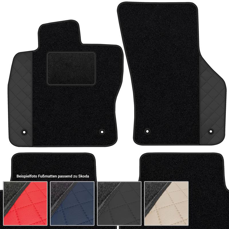 moto-MOLTICO Fußmatten Auto Velours Autoteppiche Schwarz Automatten Set 4-teilig - Auffälliges Design - passend für Skoda Octavia III 2013-2020 (Schwarzes Muster) von moto-MOLTICO