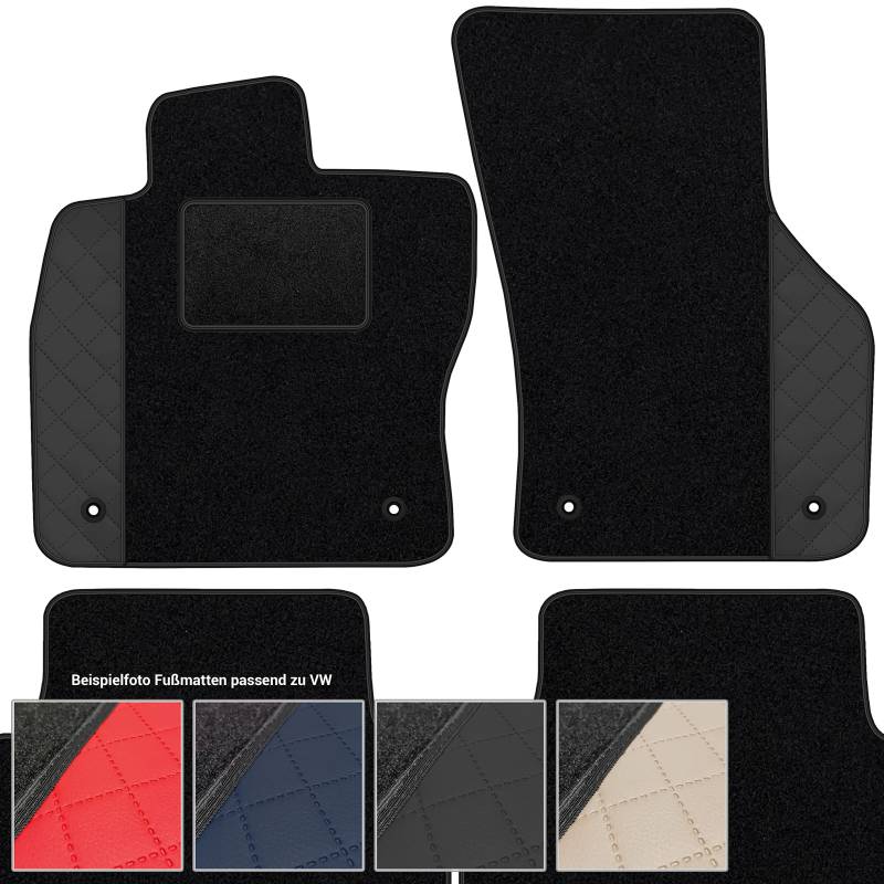 moto-MOLTICO Fußmatten Auto Velours Autoteppiche Schwarz Automatten Set 4-teilig - Auffälliges Design - passend für VW EOS 2006-2015 (Schwarzes Muster) von moto-MOLTICO