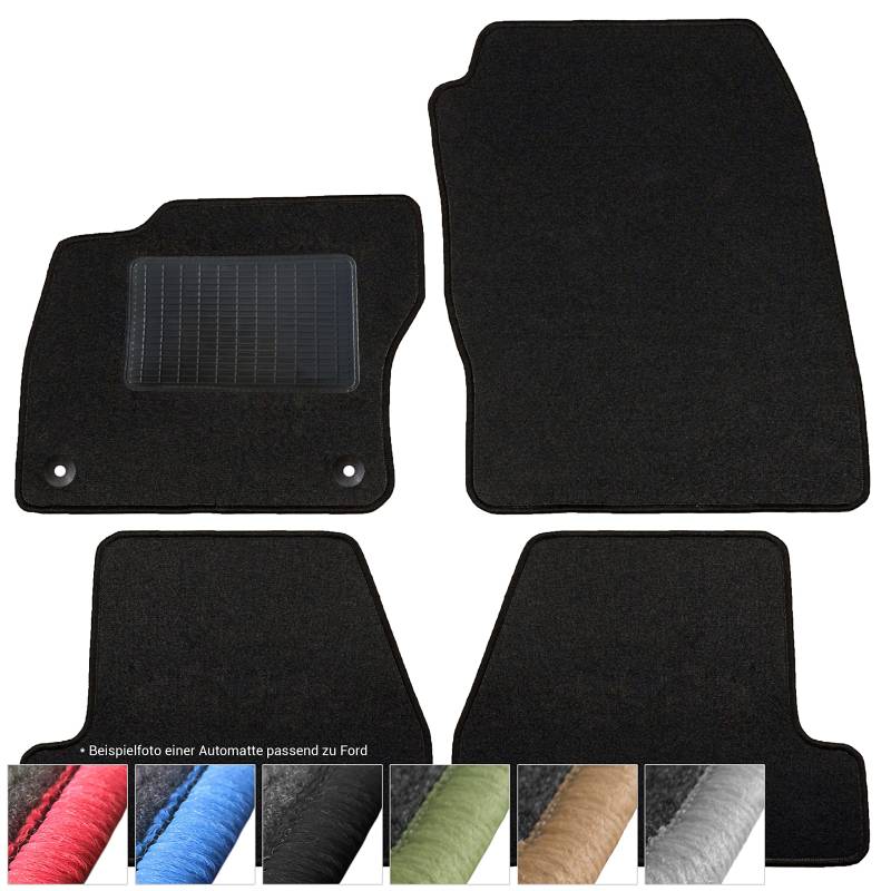 moto-MOLTICO Fußmatten Auto - Velours Autoteppiche passend für Ford Mondeo IV (2011-2014) - 4-teiliges Set - Schwarze Automatten mit Schwarzen Ziernähten von moto-MOLTICO