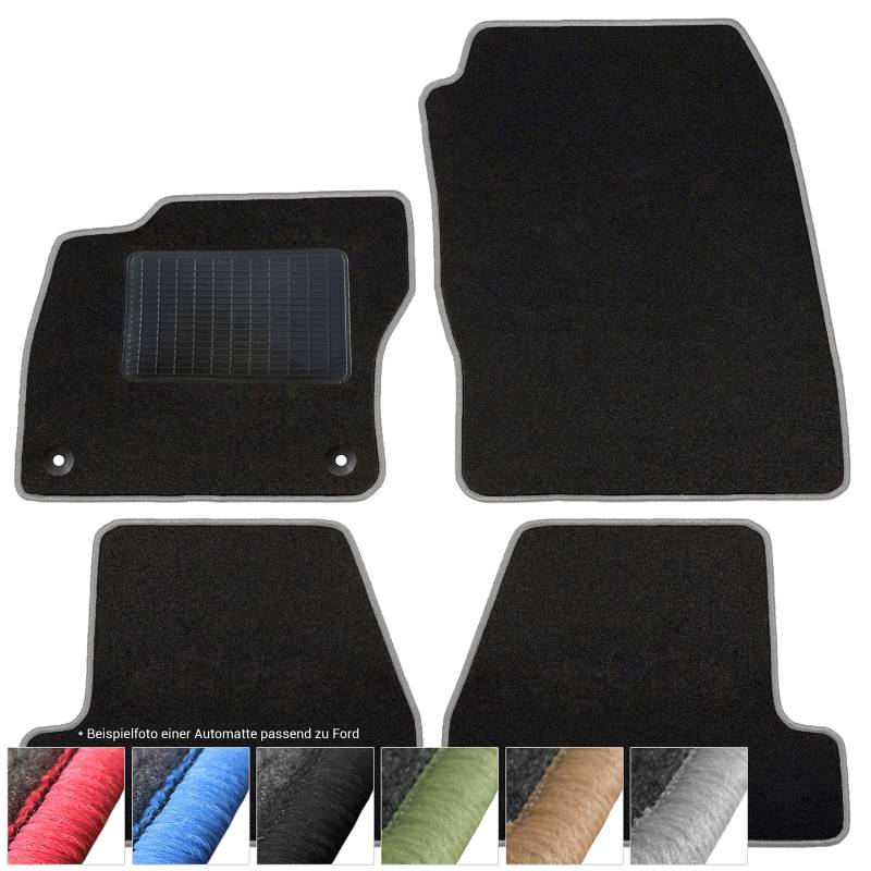 moto-MOLTICO Fußmatten Auto - Velours Autoteppiche passend für Ford Mondeo V (2015-2022) - 4-teiliges Set - Schwarze Automatten mit Grauen Ziernähten von moto-MOLTICO