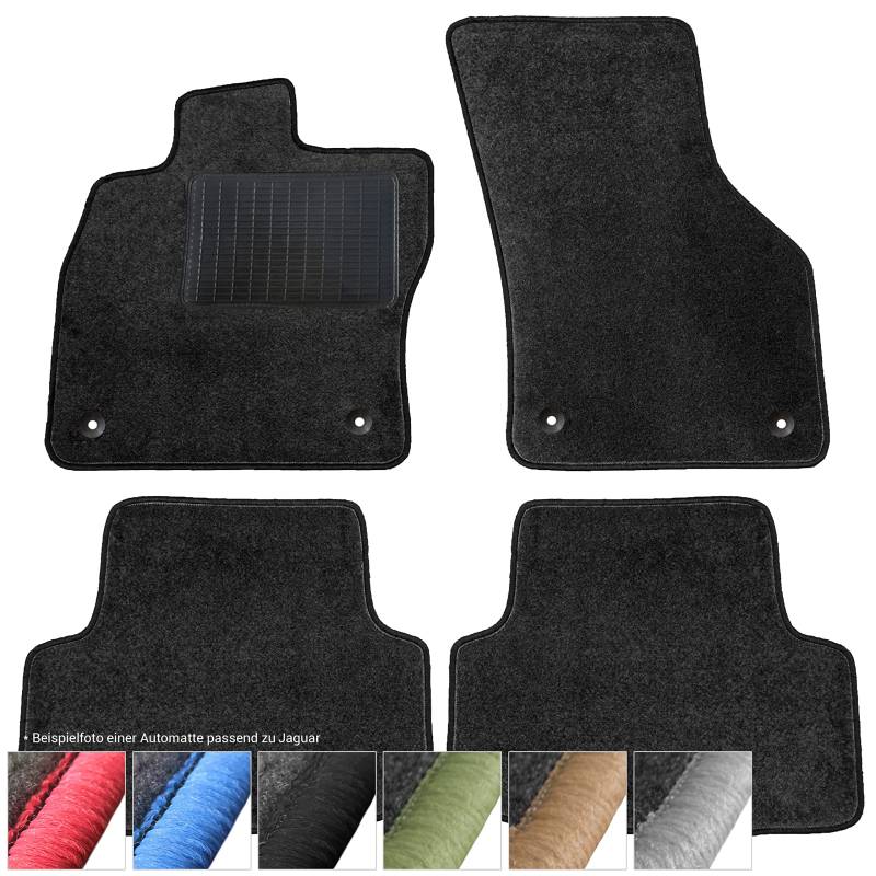 moto-MOLTICO Fußmatten Auto - Velours Autoteppiche passend für Jaguar X -Type (2001-2009) - 4-teiliges Set - Schwarze Automatten mit Schwarzen Ziernähten von moto-MOLTICO