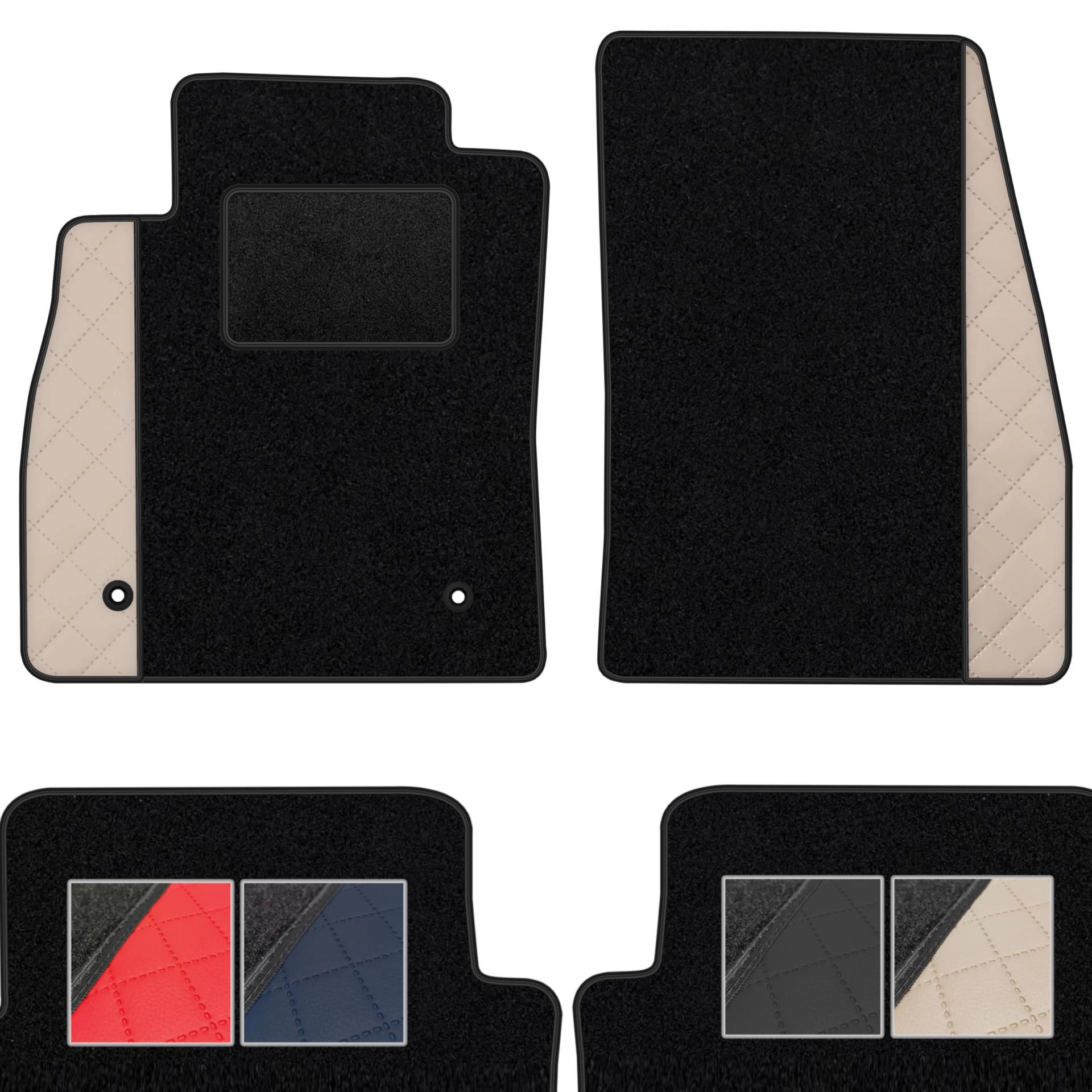 moto-MOLTICO Fußmatten Auto - Velours Autoteppiche passend für Ford S-max II (5 Sitze) 2015- - 4-teiliges Set - Auffälliges Design - Schwarze Automatten mit Beiges Muster von moto-MOLTICO