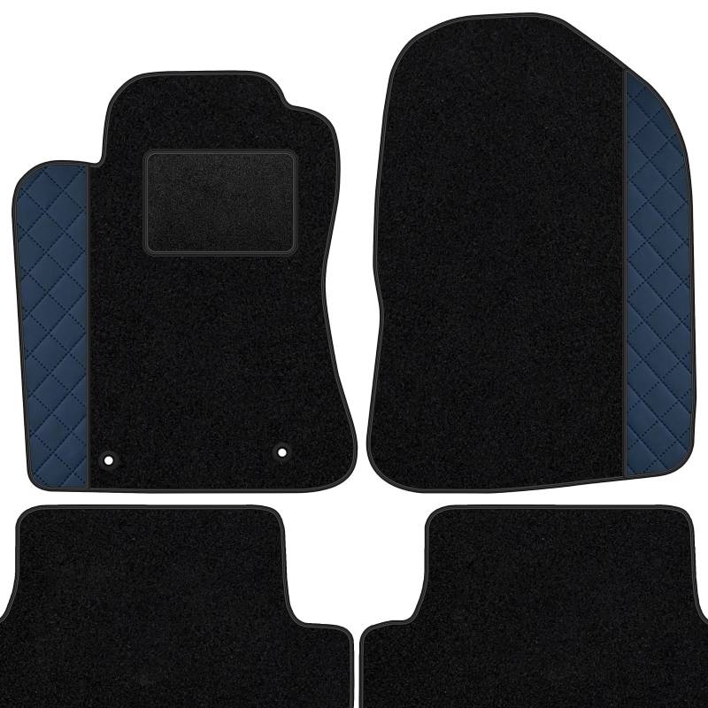 moto-MOLTICO Fußmatten Auto - Velours Autoteppiche passend für Toyota RAV4 IV Hybrid 2016-2019 - 4-teiliges Set - Auffälliges Design - Schwarze Automatten mit Blaues Muster von moto-MOLTICO