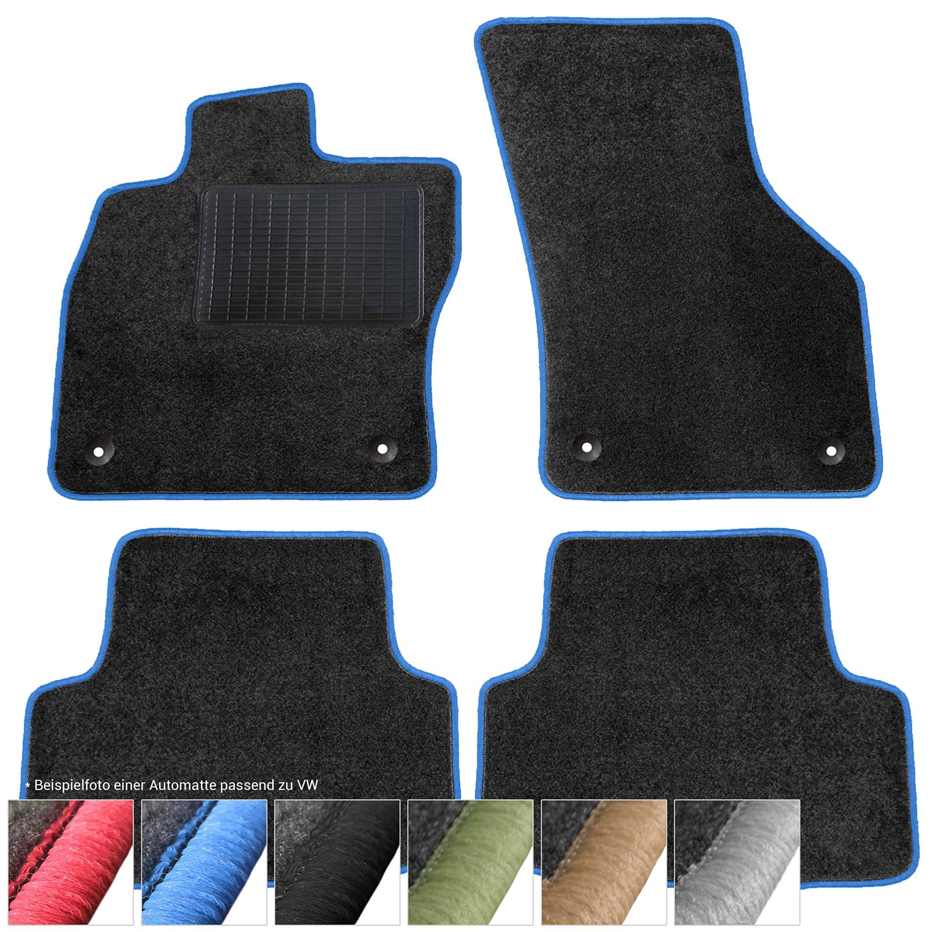 moto-MOLTICO Fußmatten Auto - Velours Autoteppiche passend für Volkswagen T-Cross 2018- - 4-teiliges Set - Schwarze Automatten mit Blauen Ziernähten moto-MOLTICO Fußmatten Auto - Velours Autoteppiche passend für Volkswagen T-Cross 2018- - 4-teiliges Set - Schwarze Automatten mit Blauen Ziernähten von moto-MOLTICO