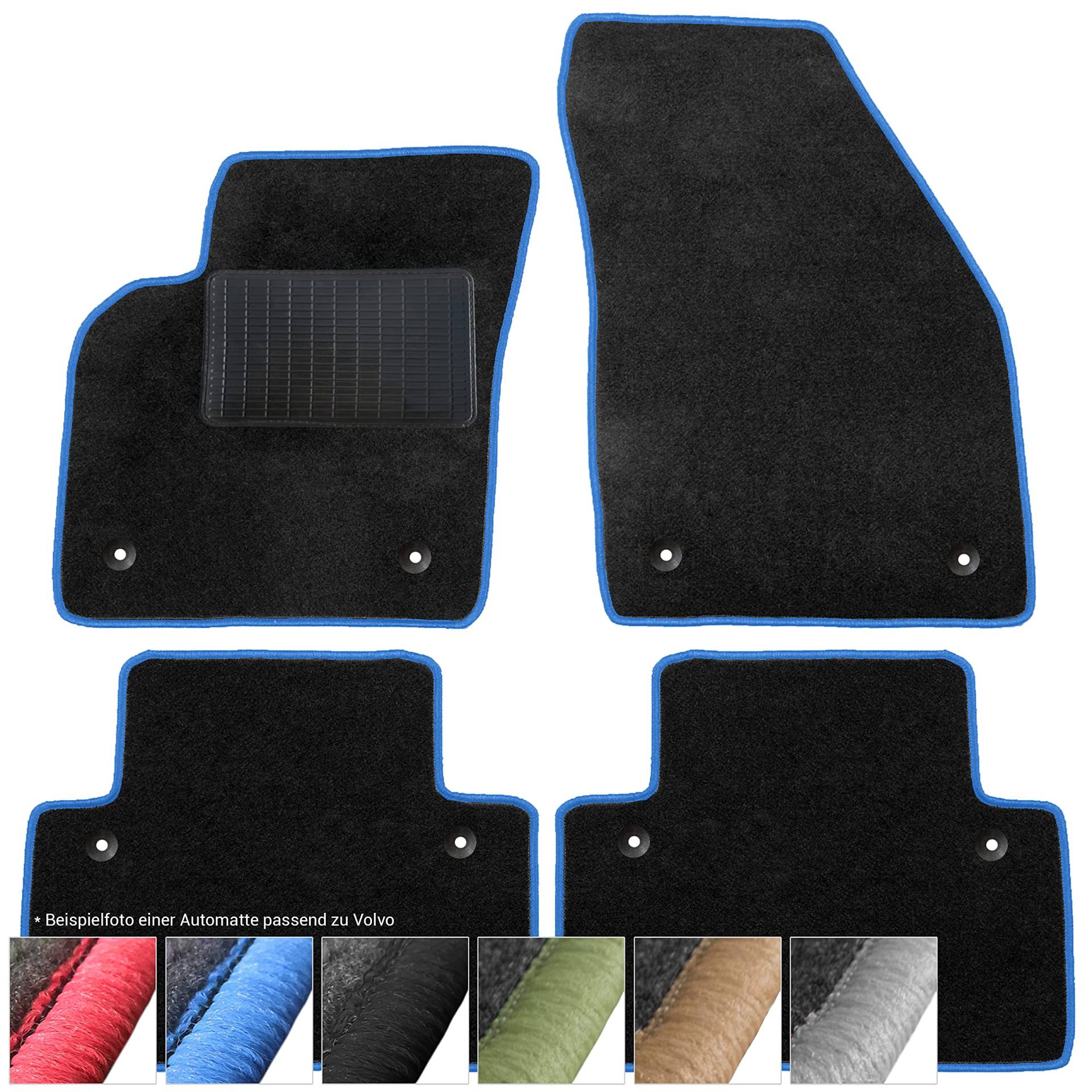 moto-MOLTICO Fußmatten Auto - Velours Autoteppiche passend für Volvo XC40 2017- - 4-teiliges Set - Schwarze Automatten mit Blauen Ziernähten moto-MOLTICO Fußmatten Auto - Velours Autoteppiche passend für Volvo XC40 2017- - 4-teiliges Set - Schwarze Automatten mit Blauen Ziernähten von moto-MOLTICO