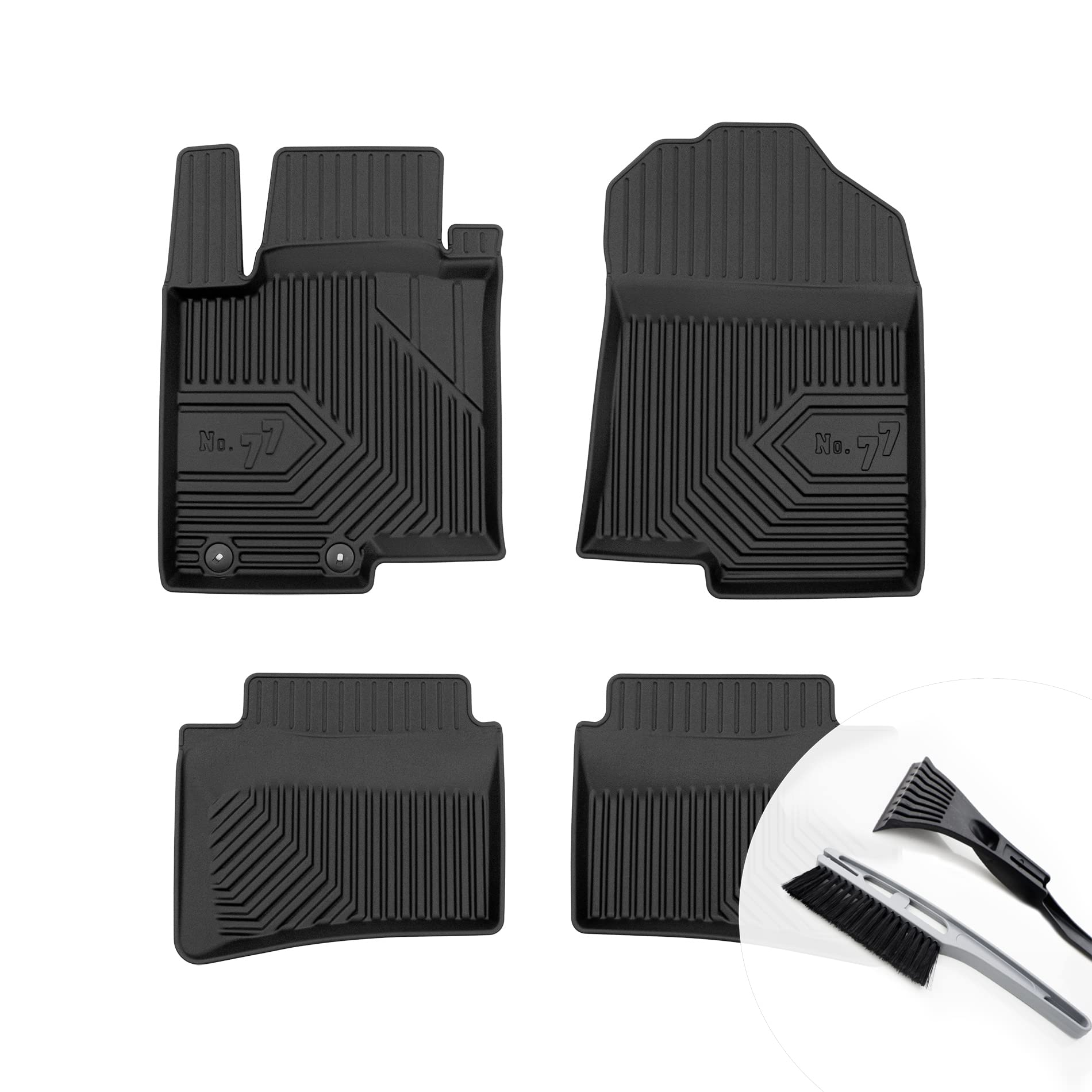 moto-MOLTICO Gummimatten Auto, 4-teiliges Set, Allwetter Gummi Fußmatten mit Rand, Antirutsch & Wasserfest Autoteppiche - passend für Hyundai i20 III Bayon von moto-MOLTICO
