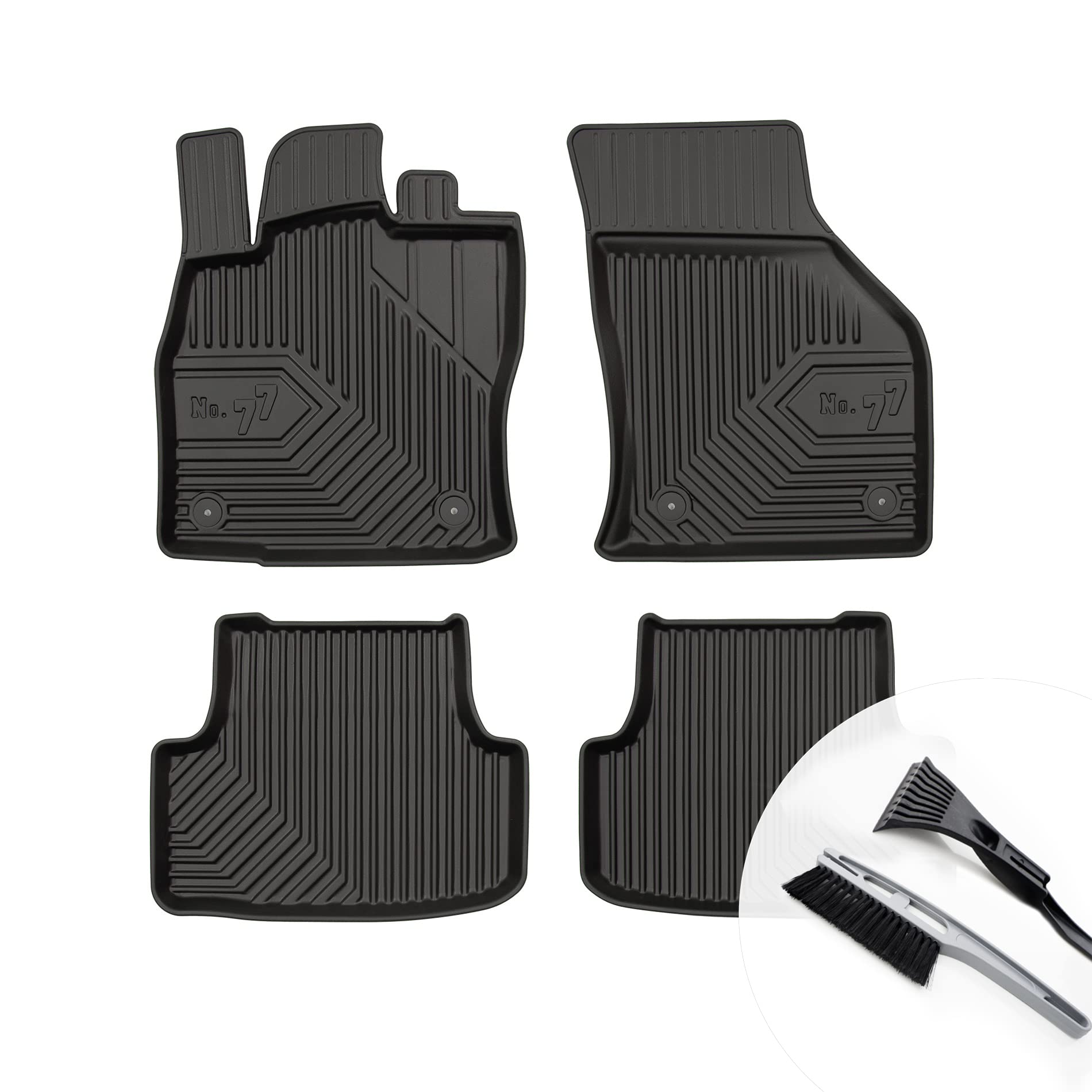 moto-MOLTICO Gummimatten Auto, 4-teiliges Set, Allwetter Gummi Fußmatten mit Rand, Antirutsch & Wasserfest Autoteppiche - passend für Seat Leon III VW Golf VII T-ROC ab 2012 von moto-MOLTICO