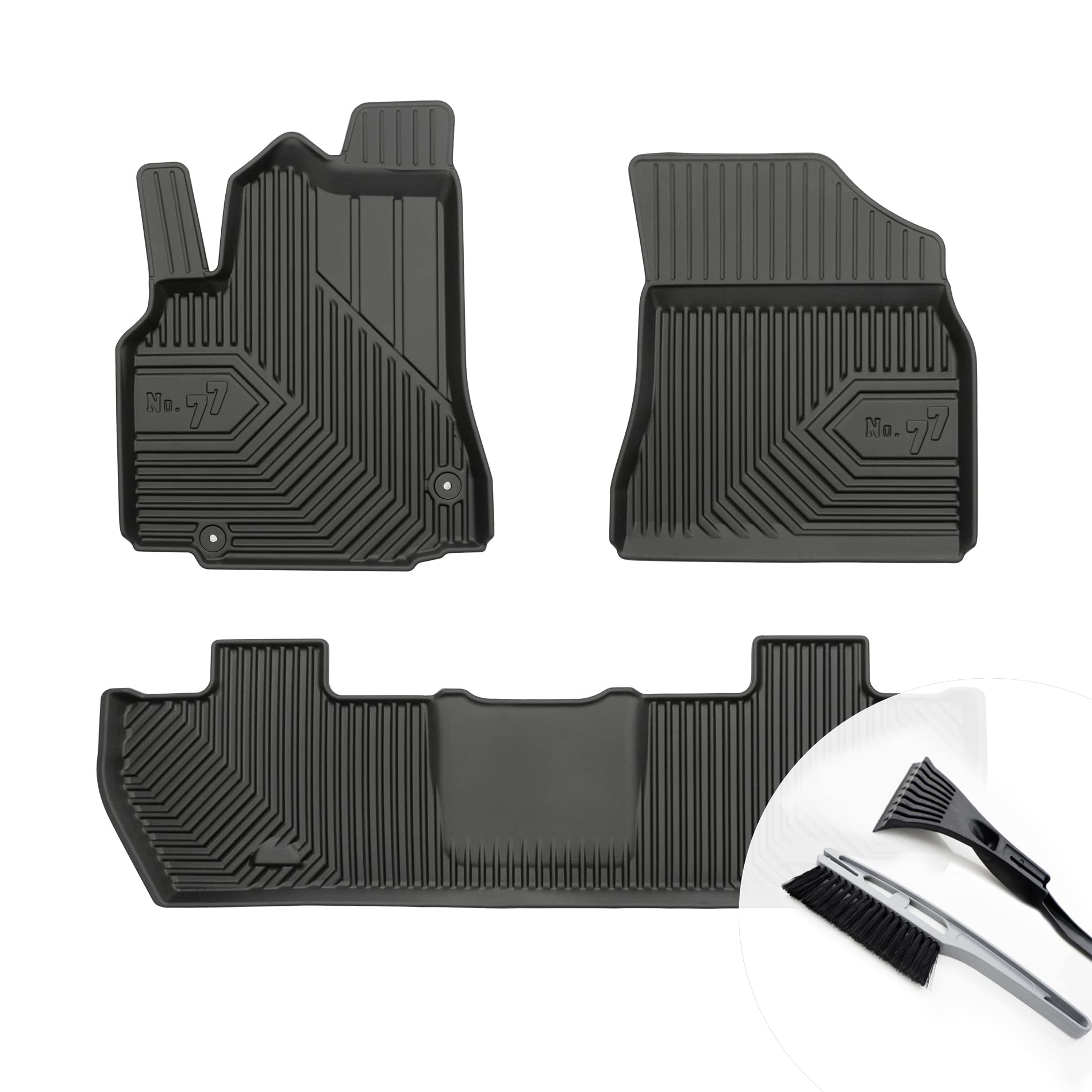 moto-MOLTICO Gummimatten Auto, 3-teiliges Set, Allwetter Gummi Fußmatten mit Rand, Antirutsch & Wasserfest Autoteppiche - passend für Citroen Berlingo II Peugeot Partner II 2008-2019 von moto-MOLTICO