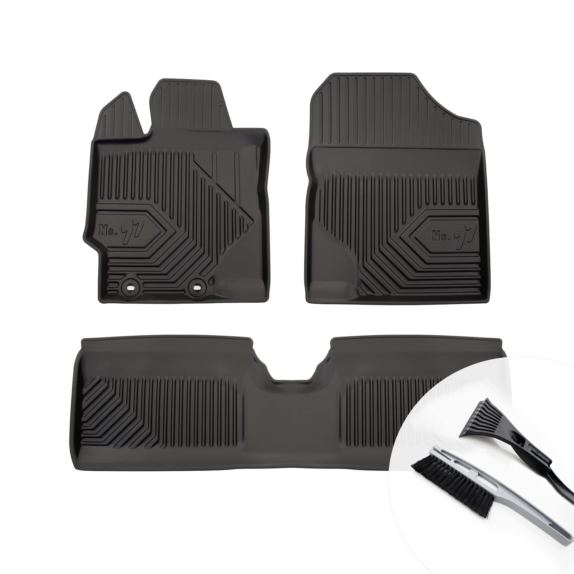 moto-MOLTICO Gummimatten Auto, 3-teiliges Set, Allwetter Gummi Fußmatten mit Rand, Antirutsch & Wasserfest Autoteppiche - passend für Toyota Yaris III 2011-2019 von moto-MOLTICO