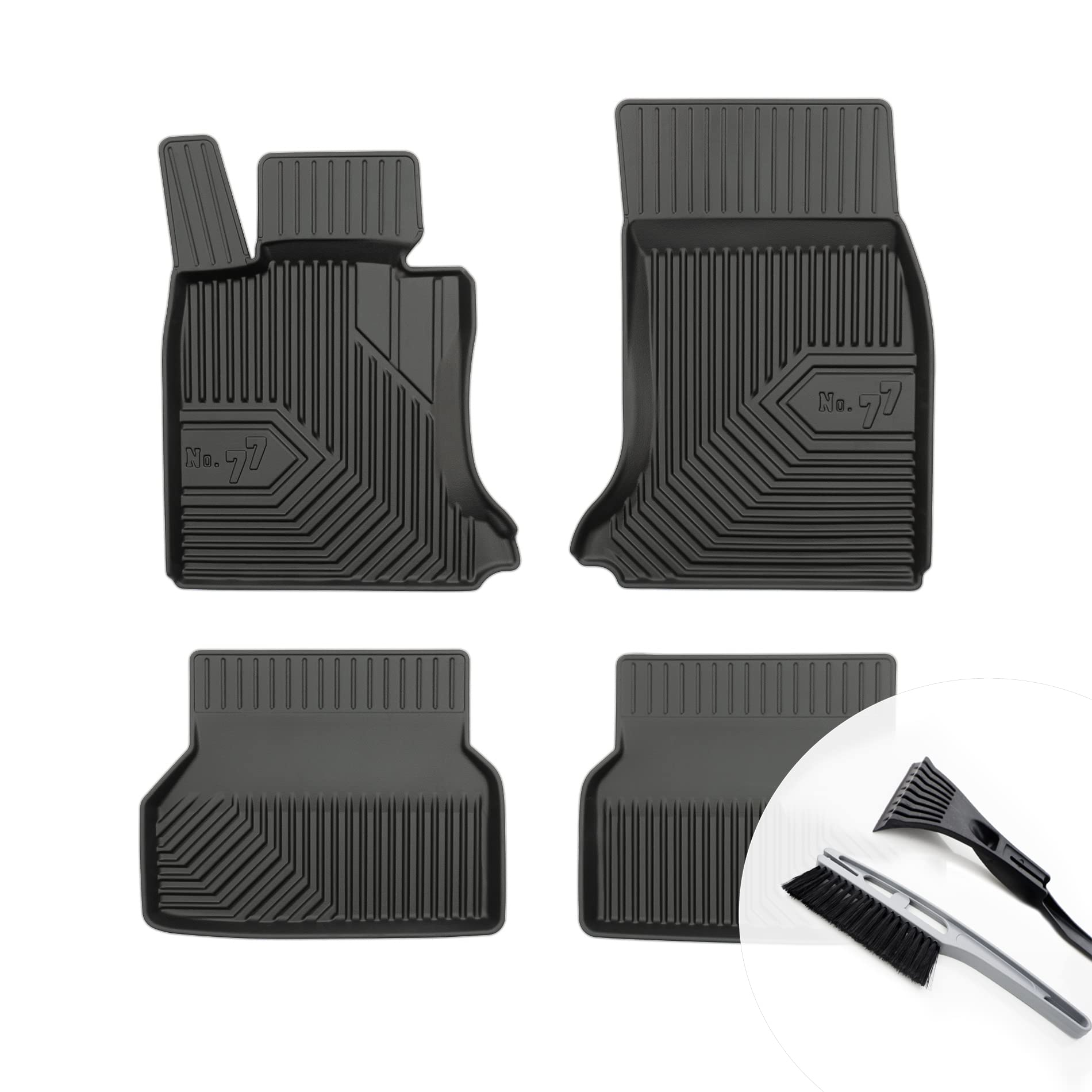 moto-MOLTICO Gummimatten Auto, 4-teiliges Set, Allwetter Gummi Fußmatten mit Rand, Antirutsch & Wasserfest Autoteppiche - passend für BMW 5er E61 E60 2003-2010 von moto-MOLTICO