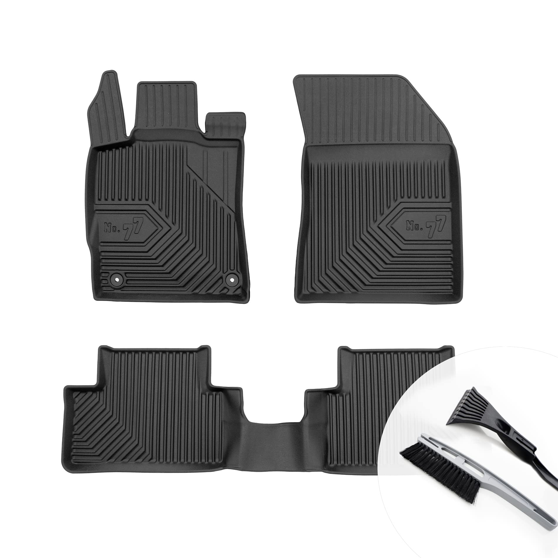 moto-MOLTICO Gummimatten Auto, 3-teiliges Set, Allwetter Gummi Fußmatten mit Rand, Antirutsch & Wasserfest Autoteppiche - passend für Opel Astra L, Peugeot 308 III, DS 4 II ab 2021 (Benzin/Diesel) von moto-MOLTICO