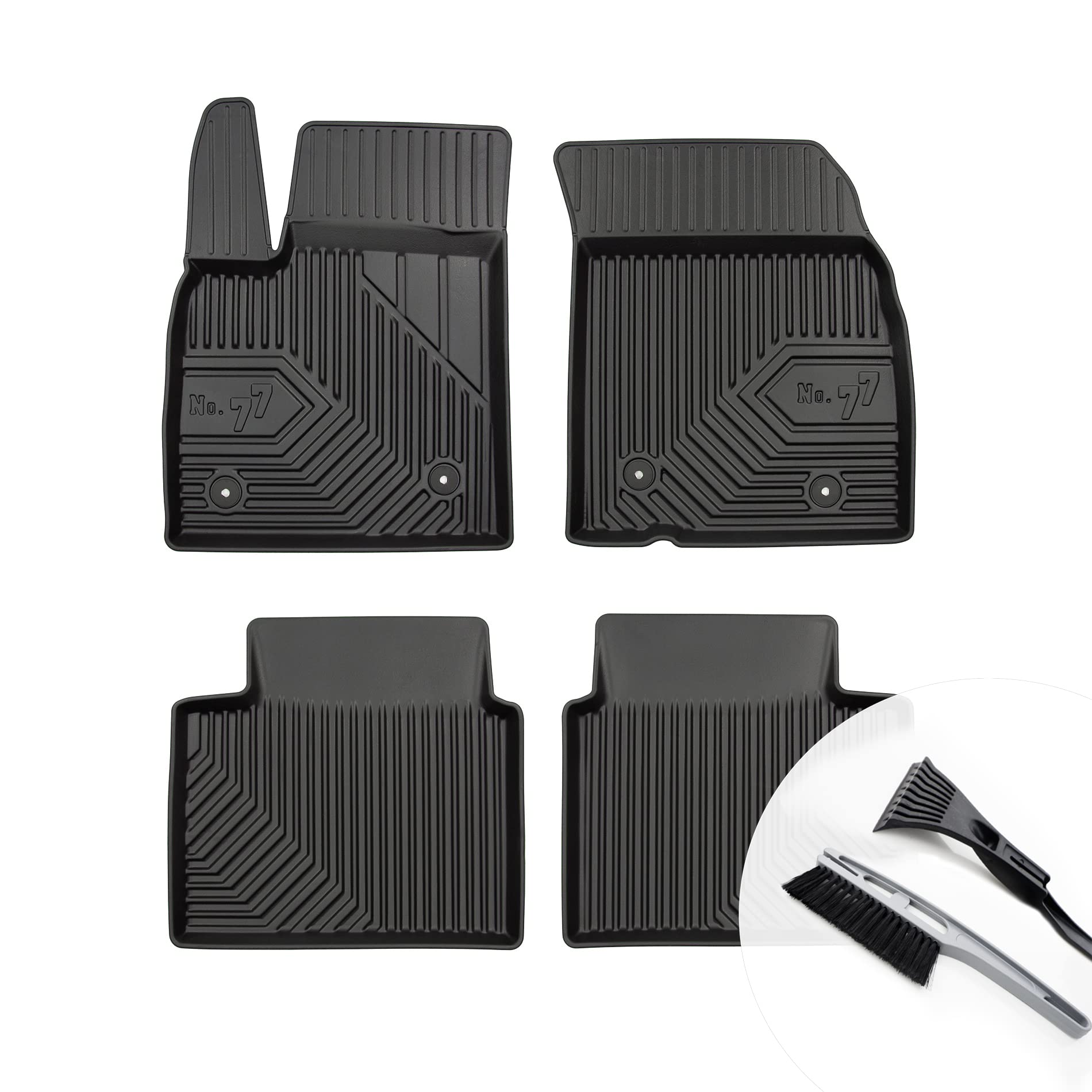 Gummimatten Auto Fußmatten mit Rand Gummi Automatten 4-teilig Set - passend für Ford Focus Mk IV ab 2018 von moto-MOLTICO