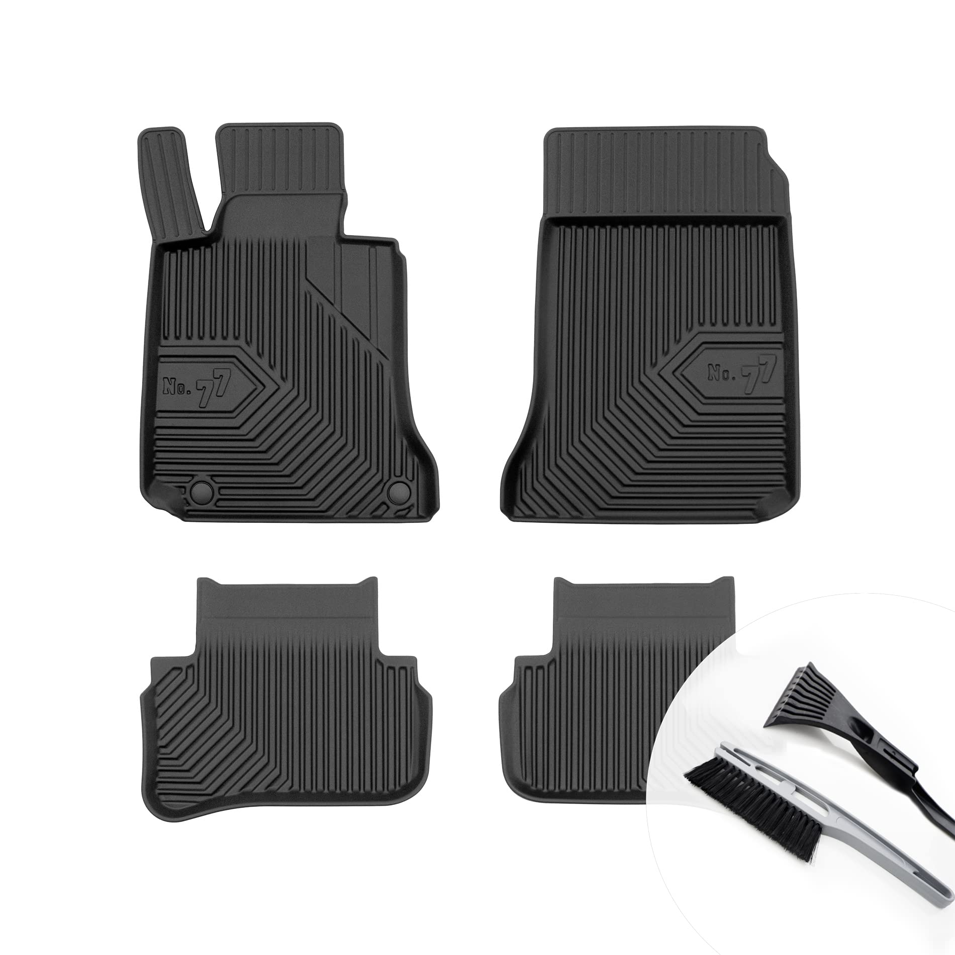 moto-MOLTICO Gummimatten Auto, 4-teiliges Set, Allwetter Gummi Fußmatten mit Rand, Antirutsch & Wasserfest Autoteppiche - passend für Mercedes-Benz C Klasse W204 2004-2014 von moto-MOLTICO