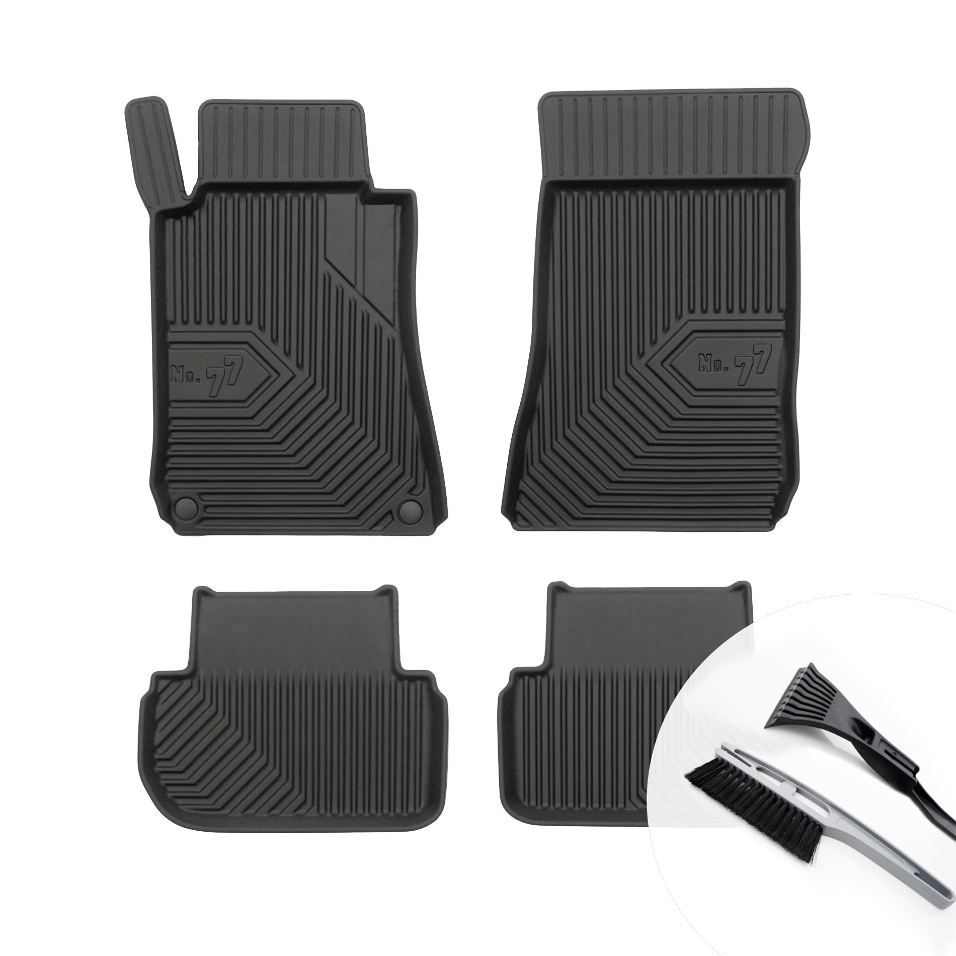 moto-MOLTICO Gummimatten Auto, 4-teiliges Set, Allwetter Gummi Fußmatten mit Rand, Antirutsch & Wasserfest Autoteppiche - passend für Mercedes-Benz CLK C209 2002-2009 von moto-MOLTICO