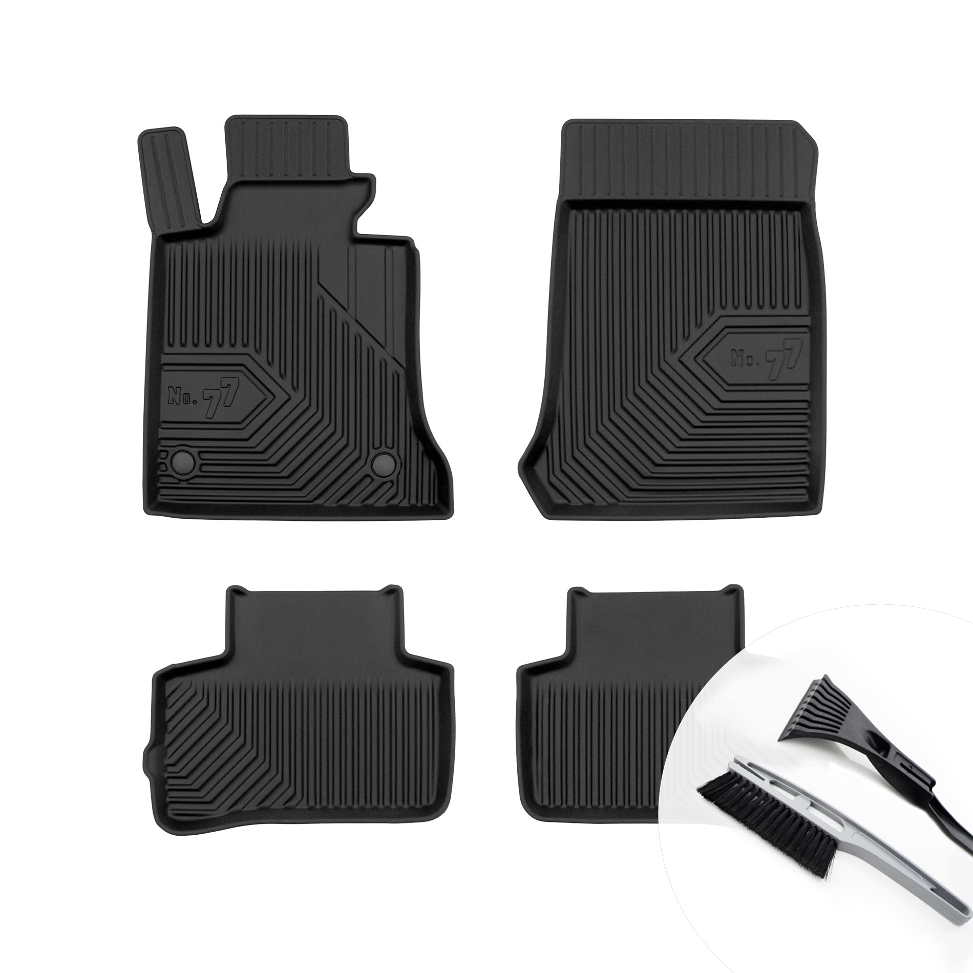 moto-MOLTICO Gummimatten Auto, 4-teiliges Set, Allwetter Gummi Fußmatten mit Rand, Antirutsch & Wasserfest Autoteppiche - passend für Mercedes-Benz GLK X204 2008-2015 von moto-MOLTICO