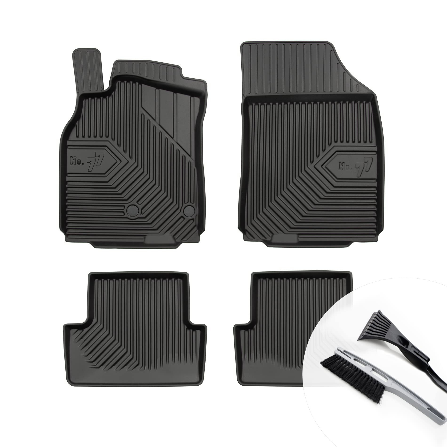 moto-MOLTICO Gummimatten Auto, 4-teiliges Set, Allwetter Gummi Fußmatten mit Rand, Antirutsch & Wasserfest Autoteppiche - passend für Renault Megane III 2008-2015 von moto-MOLTICO