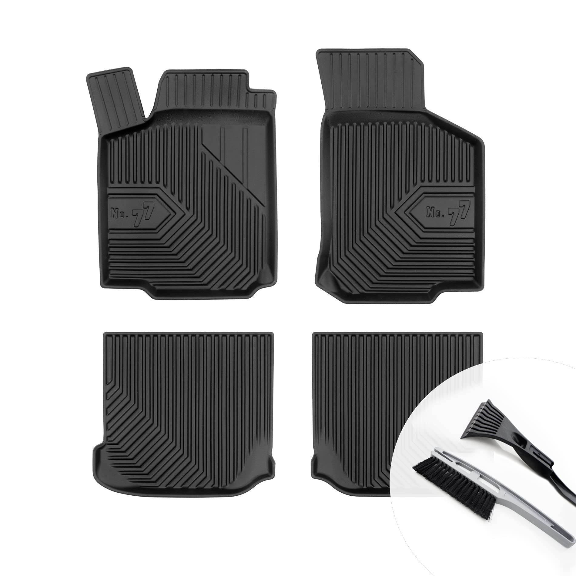 moto-MOLTICO Gummimatten Auto, 4-teiliges Set, Allwetter Gummi Fußmatten mit Rand, Antirutsch & Wasserfest Autoteppiche - passend für Seat Leon I Toledo II Skoda Octavia I VW Golf IV New Beetle von moto-MOLTICO