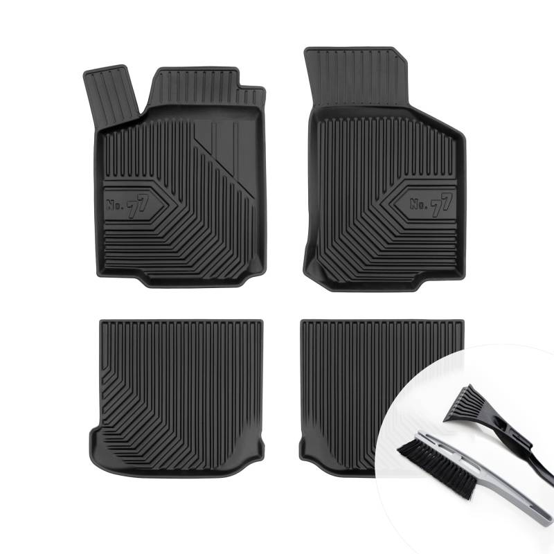 moto-MOLTICO Gummimatten Auto, 4-teiliges Set, Allwetter Gummi Fußmatten mit Rand, Antirutsch & Wasserfest Autoteppiche - passend für Seat Leon I Toledo II Skoda Octavia I VW Golf IV New Beetle von moto-MOLTICO
