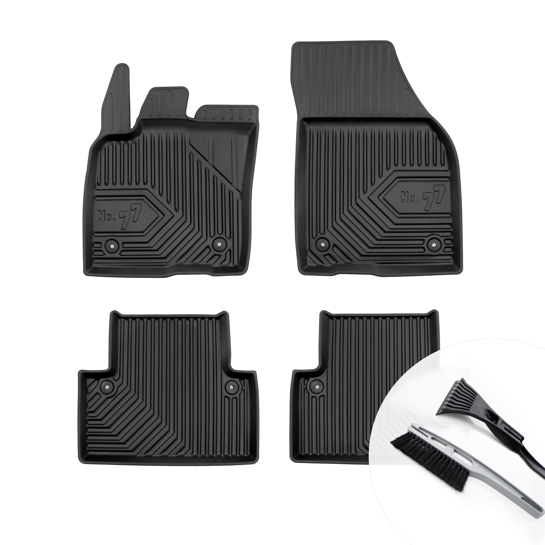 moto-MOLTICO Gummimatten Auto, 4-teiliges Set, Allwetter Gummi Fußmatten mit Rand, Antirutsch & Wasserfest Autoteppiche - passend für Volvo V50 2004-2012 von moto-MOLTICO