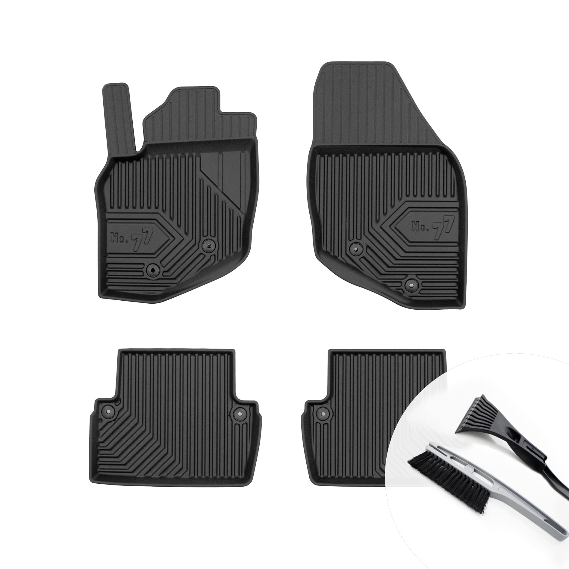 moto-MOLTICO Gummimatten Auto, 4-teiliges Set, Allwetter Gummi Fußmatten mit Rand, Antirutsch & Wasserfest Autoteppiche - passend für Volvo V70 II XC70 I 2000-2007 von moto-MOLTICO