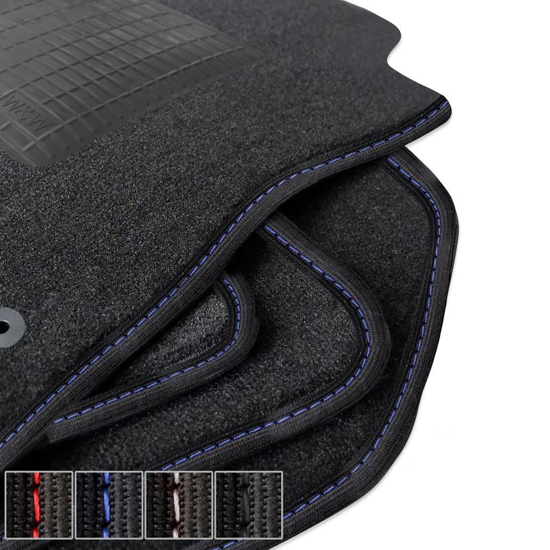 moto-MOLTICO Premium Auto Velours Autoteppiche Schwarz Automatten passend für Ford Ranger 2015-2022 - Blaue von moto-MOLTICO