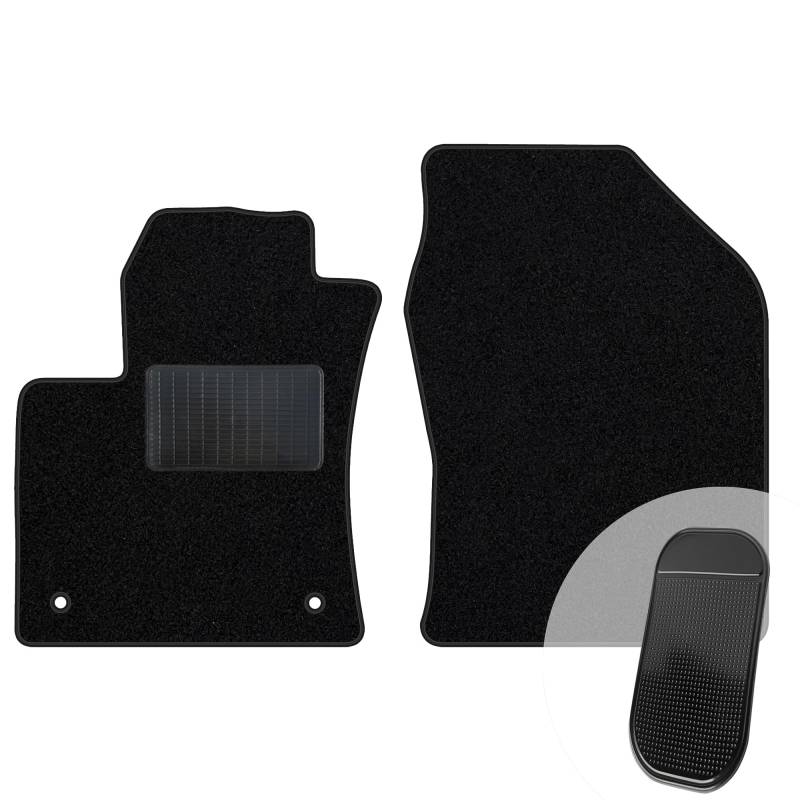 moto-MOLTICO Vorne Fußmatten Auto Set 2-teilig - Velours Autoteppiche - Automatten passend für Toyota Prius V 2015-2023 + Antirutschmatte für Handy - Schwarz von moto-MOLTICO