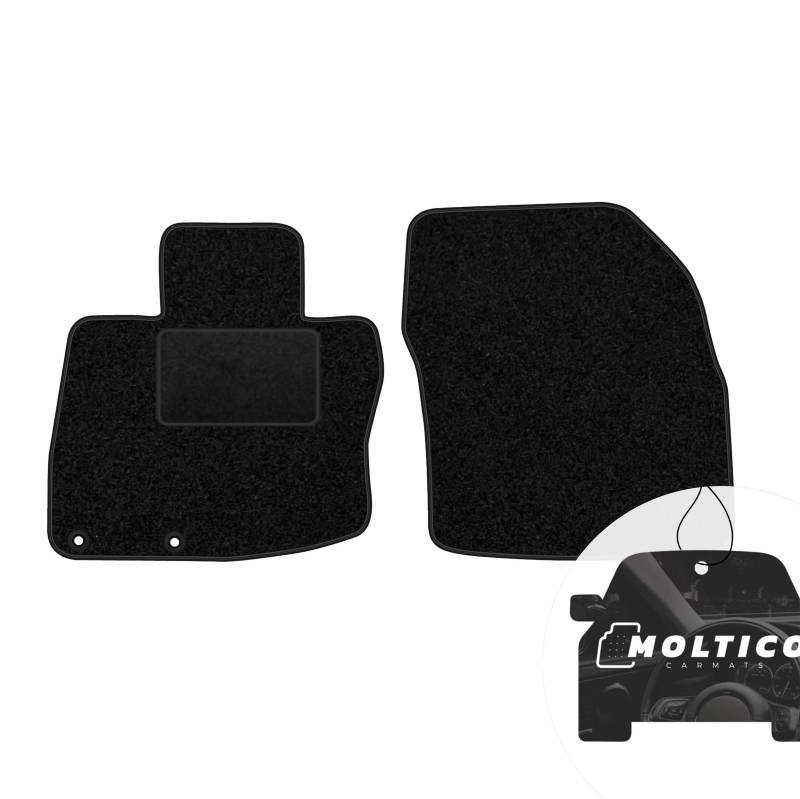 moto-MOLTICO Vorne Fußmatten Auto Velours Autoteppiche Schwarz Automatten Set 2-teilig passend für Honda Civic 2006-2012 von moto-MOLTICO