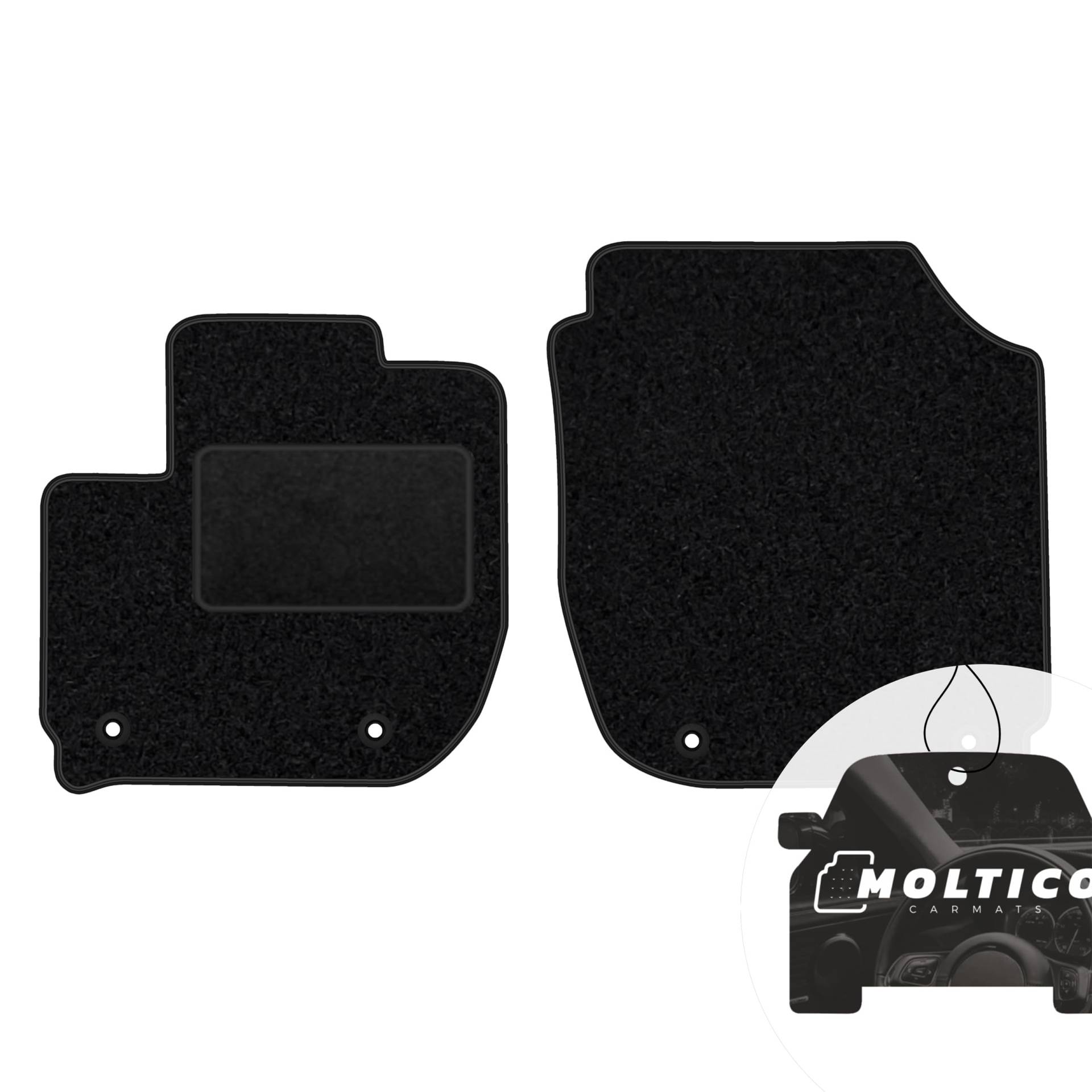 moto-MOLTICO Vorne Fußmatten Auto Velours Autoteppiche Schwarz Automatten Set 2-teilig passend für Honda Jazz IV 2015-2020 von moto-MOLTICO