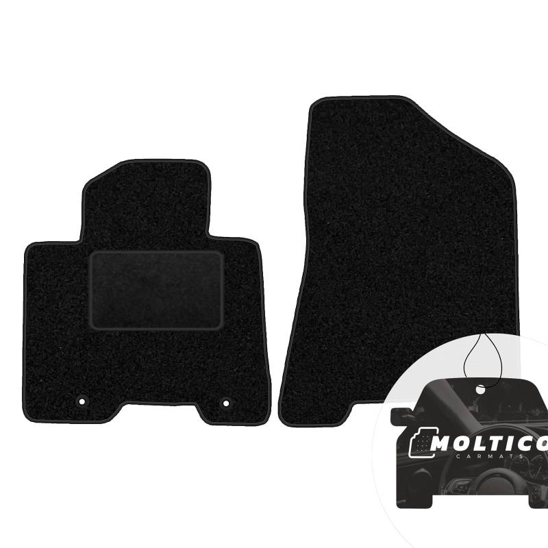 moto-MOLTICO Vorne Fußmatten Auto Velours Autoteppiche Schwarz Automatten Set 2-teilig passend für Hyundai i30 III ab 2017 von moto-MOLTICO
