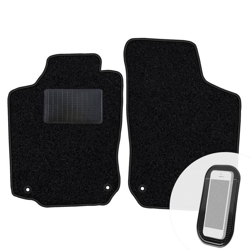 moto-MOLTICO Vorne Fußmatten Auto Velours Autoteppiche Schwarz Automatten Set 2-teilig passend für Opel Corsa C 2000-2006 von moto-MOLTICO